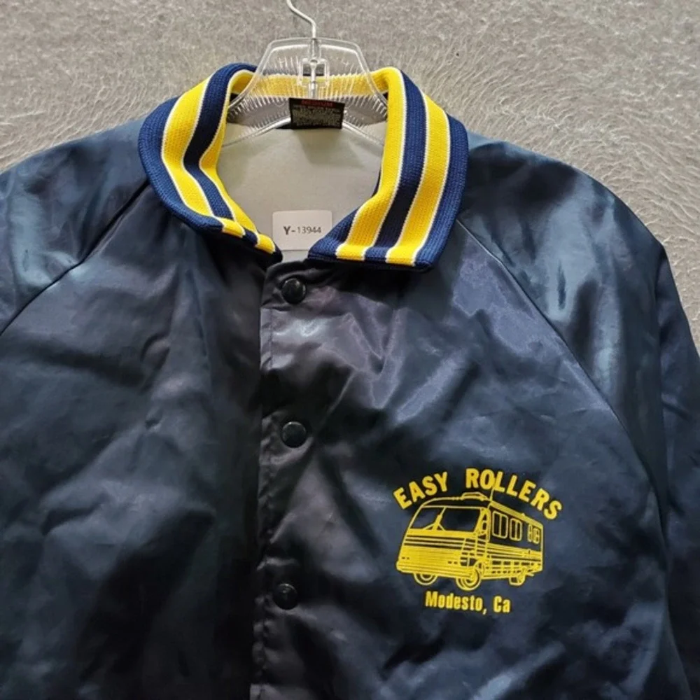 VINTAGE‎ Easy Rollers Men Jacket Medium Blue Varsity Modesto Ca Graphic 90s
